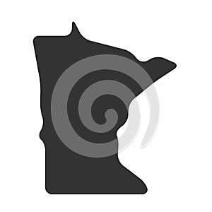 Minnesota black silhouette map. State of USA