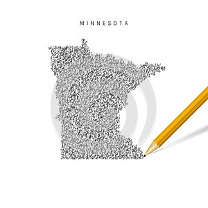 Minnesota sketch scribble map isolated on white background. Hand drawn vector map of Minnesota.