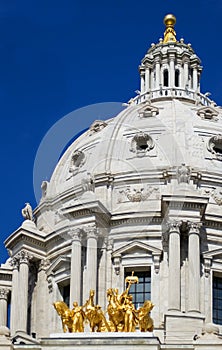 Minnesota State Capitol Dome and Horses St Paul MN