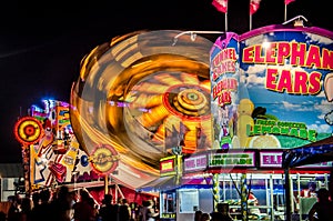 Minnesota State Fair Midway Rides at night