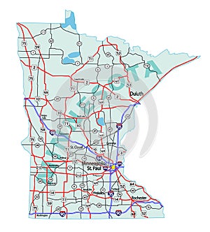 Minnesota State Interstate Map