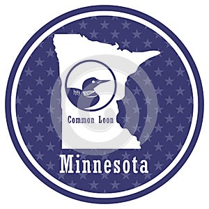 minnesota state map with common loon. Vector illustration decorative design