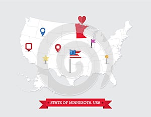 Minnesota State map highlighted on USA map