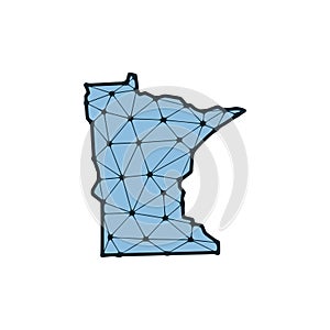 Minnesota state map polygonal illustration made of lines and dots