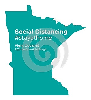 Minnesota state map with Social Distancing stayathome tag
