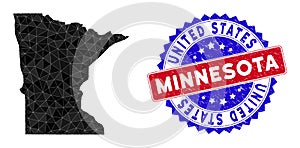 Minnesota State Map Triangle Mesh and Scratched Bicolor Seal