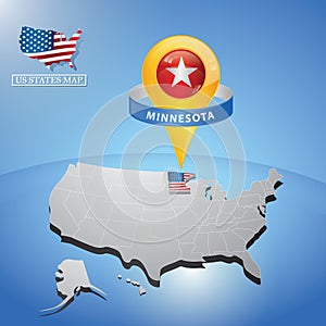 Minnesota state on map of usa. Vector illustration decorative background design