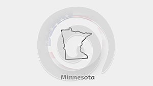 Minnesota State of USA. Animated map of USA showing the state of Minnesota. United States of America. Neumorphism