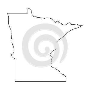 Minnesota, state of USA - solid black outline map of country area. Simple flat vector illustration