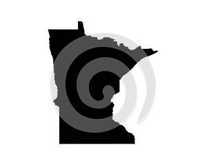 Minnesota US Map. MN USA State Map. Black and White Minnesotan State Border Boundary Line Outline Geography Territory Shape Vector