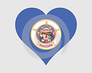 Minnesota USA Heart Flag. MN US Love Shape State Flag. Minnesotan United States of America Banner Icon Sign Symbol Clipart EPS