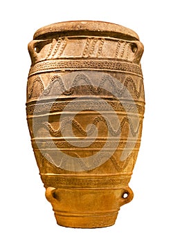 Minoan large storage jar (1450-1400 B.C.) isolated photo