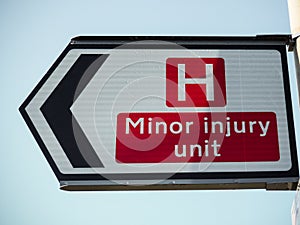 Minor injury unit sign