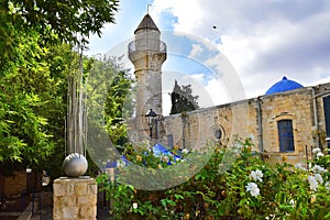 Minoret of old turkish mosque in Safed, Israel