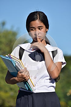 Minority Girl Student And Silence Wearing Uniform