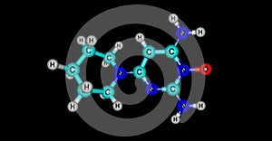 Minoxidil molecular structure isolated on black