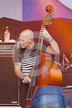 Bass Guitarist and Contrabass Player Makrus Bodenseh of World Renowned Jazz Ensemble De-Phazz Performing at A-Fest