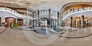 MINSK, BELARUS - AUGUST , 2017: Full spherical 360 degrees angle view seamless panorama in guestroom hall reception of modern