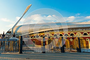 MINSK, BELARUS: Dinamo city stadium, attraction. sports facilities of the city