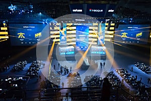 MINSK, BELARUS - JANUARY 17, 2016 Starladder championship of Dota 2 and Counter Strike: Global Offensive. Esports arena