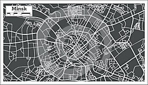 Minsk Belarus Map in Retro Style.
