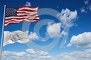 Minsk, Belarus - May, 2021: flag of United States Department of Commerce waving in the wind. USA Departments. Copy space. 3d