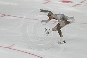 Minsk, Belarus Ã¢â¬âOctober 19, 2019: Figure Skater Lea Serna from France Performs Ladies Free Skating Program on Ice Star