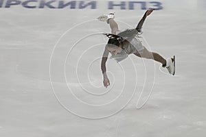 Minsk, Belarus Ã¢â¬âOctober 19, 2019: Figure Skater Lea Serna from France Performs Ladies Free Skating Program on Ice Star