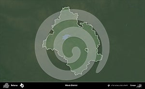 Minsk District highlighted, Belarus. Physical