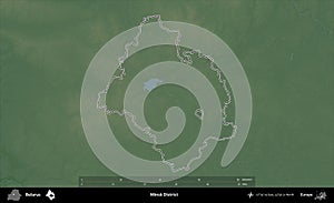 Minsk District outlined, Belarus. Physical