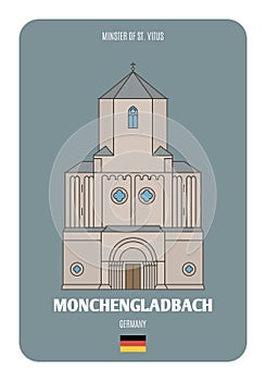 Minster of St. Vitus in Monchengladbach, Germany. Architectural symbols of European cities