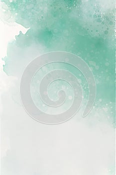 Mint abstract watercolor texture background. Green watercolour brush pattern. Pastel color background in paper art style