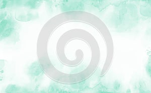 Mint abstract watercolor texture background. Green watercolour brush splash pattern