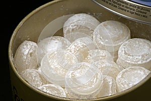 Mint candy in metal box