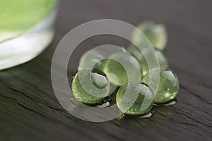 Mint caviar, molecular gastronomy