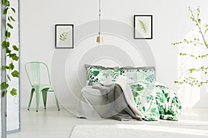 Mint chair in inspiring bedroom