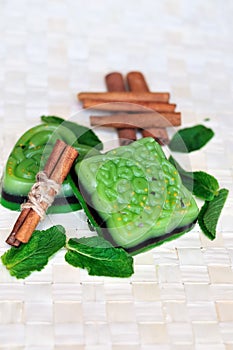 Mint and cinnamon handmade soap bars