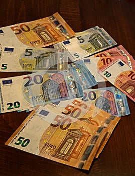 Mint condition Euros on a table