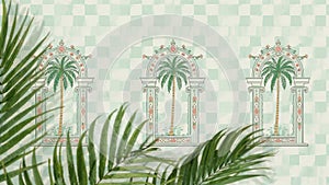 Mint Green Palm Minimal Mural