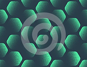 Mint Hexagonal Seamless Pattern Trend Vector Dotwork Tech Abstract Background
