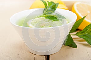 Mint infusion tea tisane with lemon