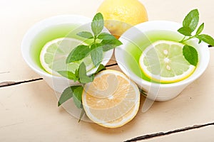 Mint infusion tea tisane with lemon