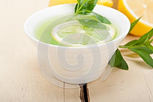 Mint infusion tea tisane with lemon