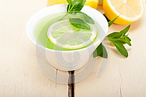 Mint infusion tea tisane with lemon