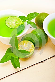 Mint infusion tea tisane with lime