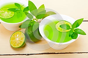 Mint infusion tea tisane with lime