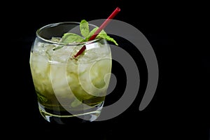 Mint Julep as Seen from the side on Black Background photo