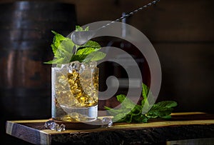 Mint Julep Burbon Cocktail with Ice