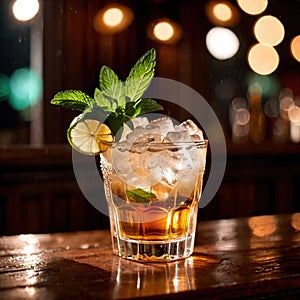 Mint Julep, cocktail liquer alcoholic liquor mixed drink in bar pub