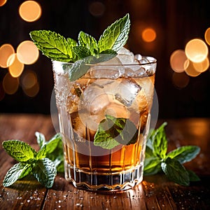 Mint Julep, cocktail liquer alcoholic liquor mixed drink in bar pub